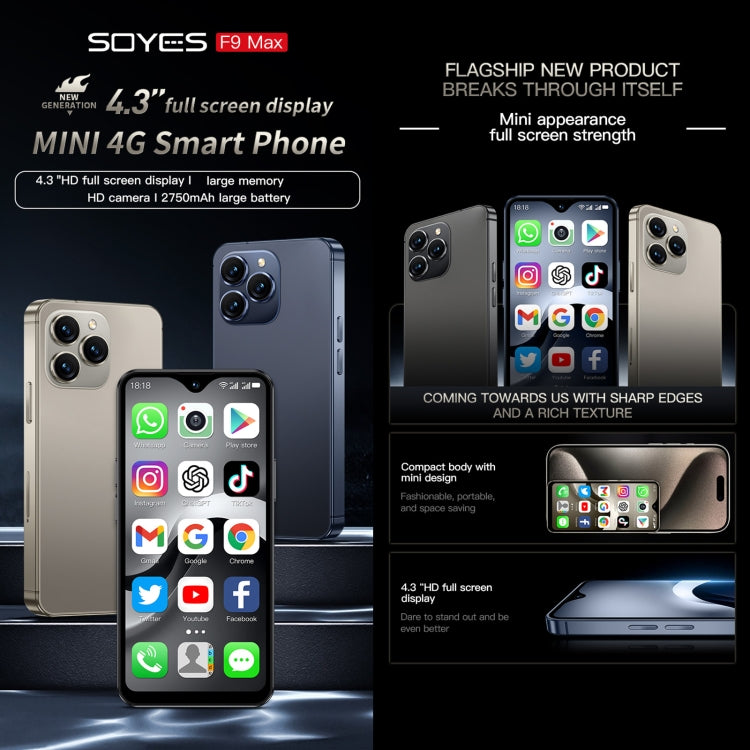 SOYES F9 Max, 4GB+64GB, 4.3 inch Android 12 MTK6762 Octa Core, Network: 4G, OTG, Dual SIM (Black) - SOYES by SOYES | Online Shopping UK | buy2fix