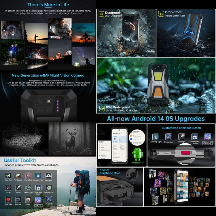 Unihertz 8849 Tank 3S Night Vision Projector Rugged Phone, 16GB+512GB, 6.79 inch Android 14 Dimensity 8200 Octa Core, Network: 5G (Black) - Other by Unihertz | Online Shopping UK | buy2fix
