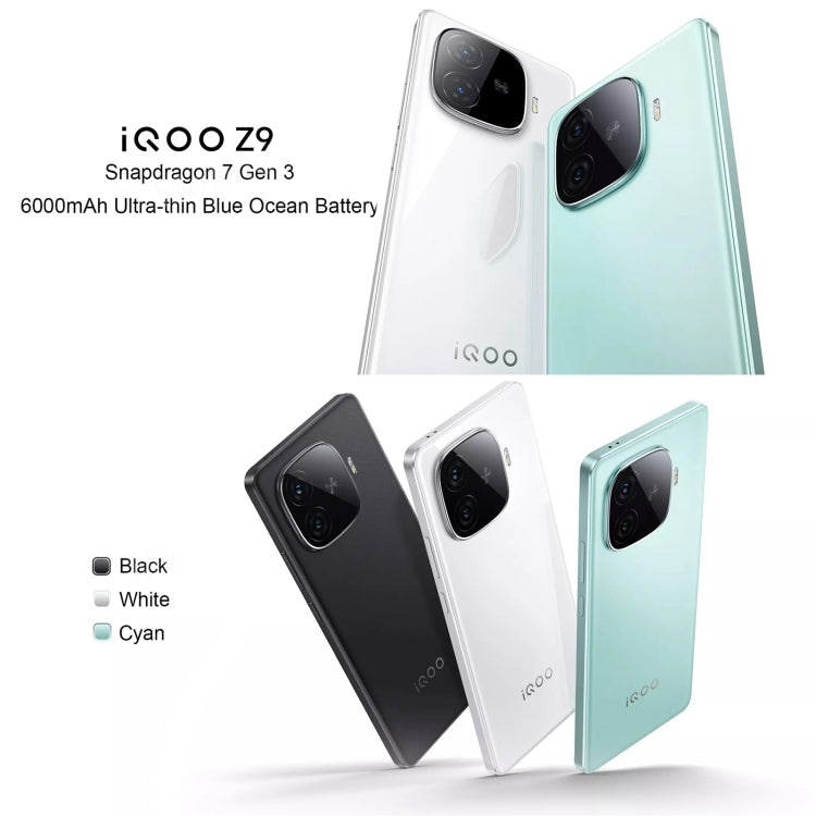 vivo iQOO Z9, Dual Back Cameras, 12GB+512GB, Face ID Screen Fingerprint Identification, 6.78 inch Android 14.0 OriginOS 4 Snapdragon 7 Gen 3 Octa Core 2.63GHz, OTG, NFC, Network: 5G, Support Google Play (White) - vivo by vivo | Online Shopping UK | buy2fix