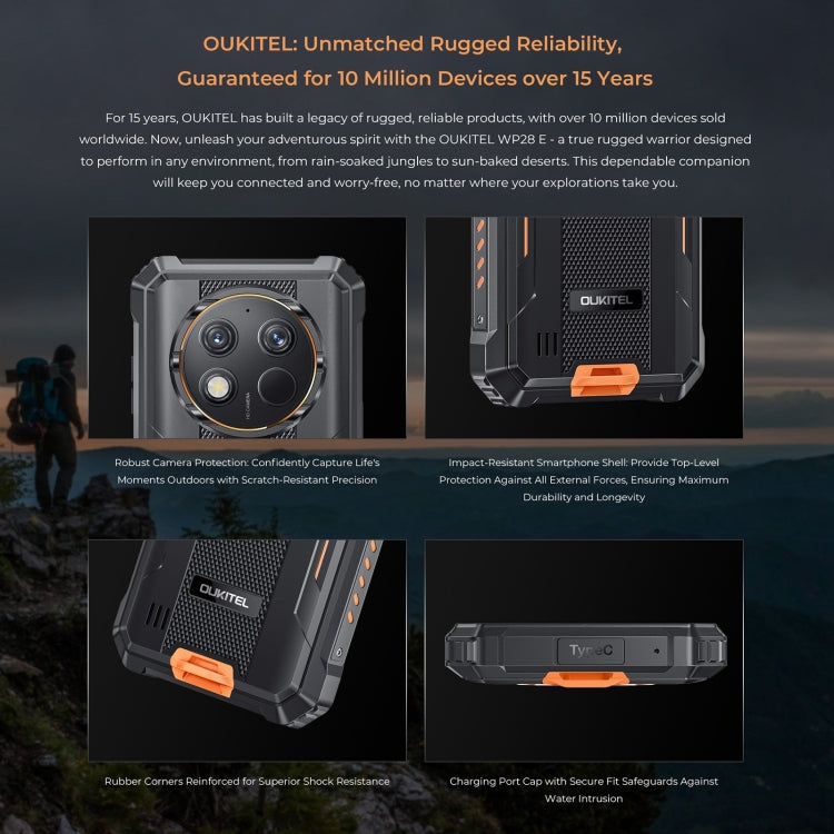 [HK Warehouse] Oukitel WP28 E IP68/IP69K Rugged Phone, 4GB+64GB, 6.52 inch Unisoc T606 Octa-core, NFC, OTG, Network: 4G (Orange) - Other by OUKITEL | Online Shopping UK | buy2fix