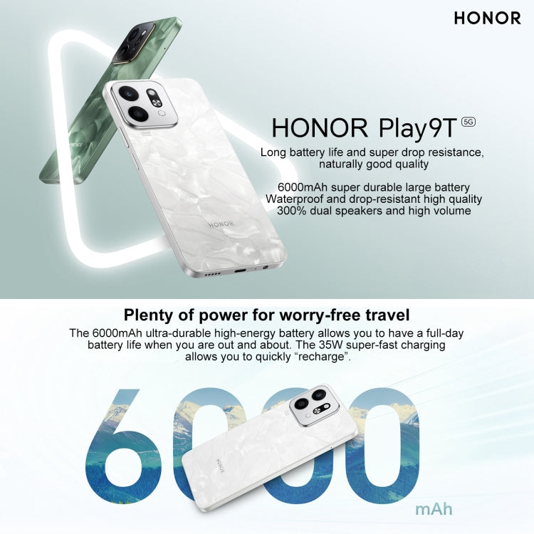 Honor Play9T 5G, 8GB+256GB, 6.77 inch MagicOS 8.0 Qualcomm Snapdragon 4 Gen2 Octa Core up to 2.2GHz, Network: 5G, OTG, Not Support Google Play (Green) - Honor by Huawei | Online Shopping UK | buy2fix