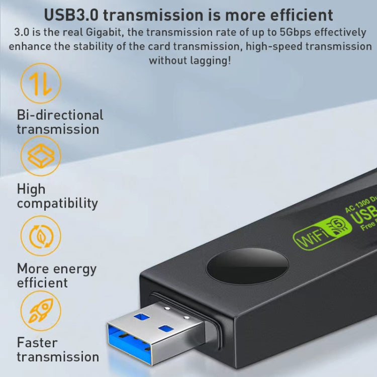 1300Mbps Dual Frequency USB Network Adapter WiFi Transmitter Receiver - USB Network Adapter by buy2fix | Online Shopping UK | buy2fix