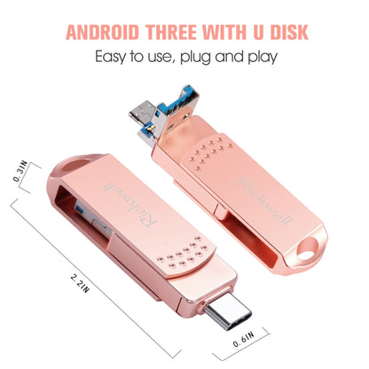 Richwell 3 in 1 64G Type-C + Micro USB + USB 3.0 Metal Flash Disk with OTG Function(Silver) - U Disk & Card Reader by Richwell | Online Shopping UK | buy2fix