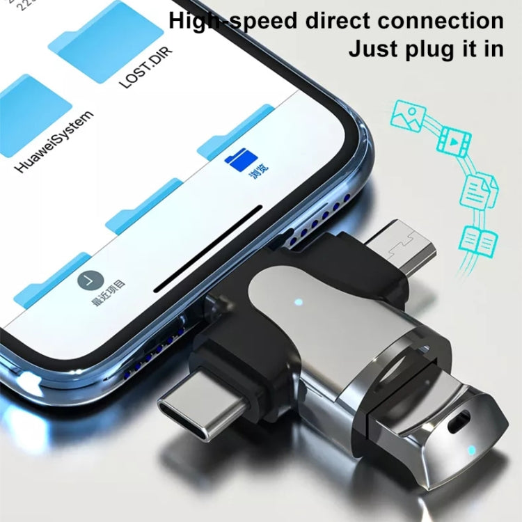 3 in 1 8 Pin + USB-C / Type-C + Micro USB Male to USB 3.0 Female Zinc Alloy Adapter - Converter & Adapter by buy2fix | Online Shopping UK | buy2fix