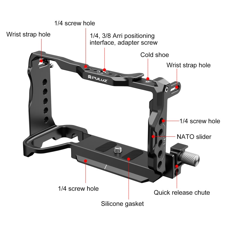 For  Sony A6700 PULUZ Metal Camera Cage Stabilizer Rig (Black) - Camera Cage by PULUZ | Online Shopping UK | buy2fix