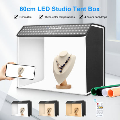 PULUZ Photo Studio Light Box Portable 60 x 40cm Cuboid Photography Studio Tent Kit with 4 Color Backdrops (US Plug) -  by PULUZ | Online Shopping UK | buy2fix