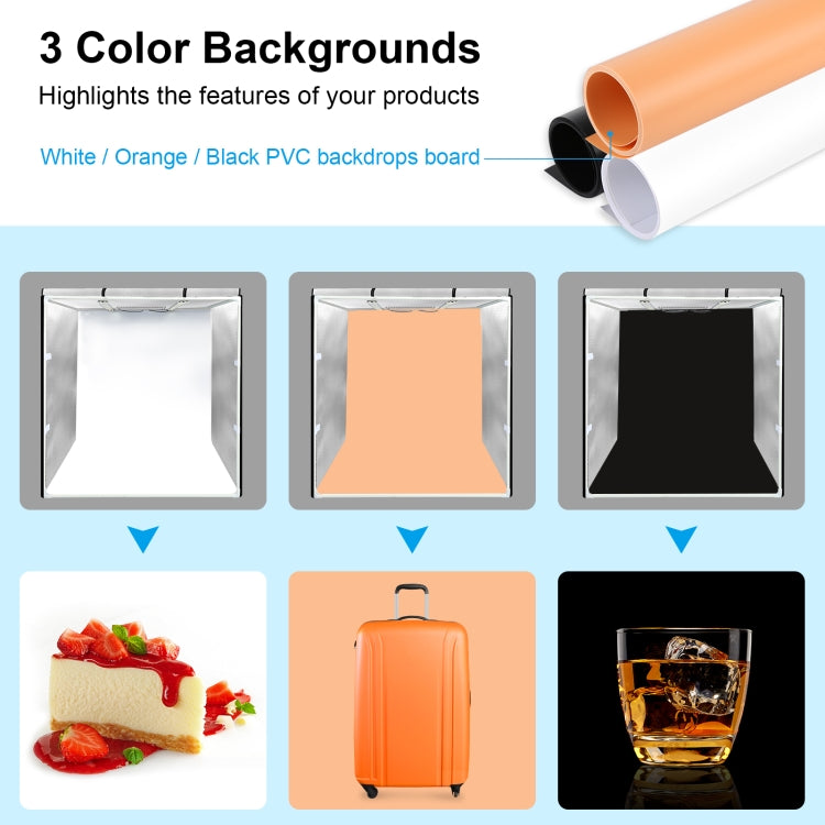 PULUZ 80cm Folding Portable 80W 9050LM White Light Photo Lighting Studio Shooting Tent Box Kit with 3 Colors (Black, White, Orange) Backdrops(AU Plug) -  by PULUZ | Online Shopping UK | buy2fix