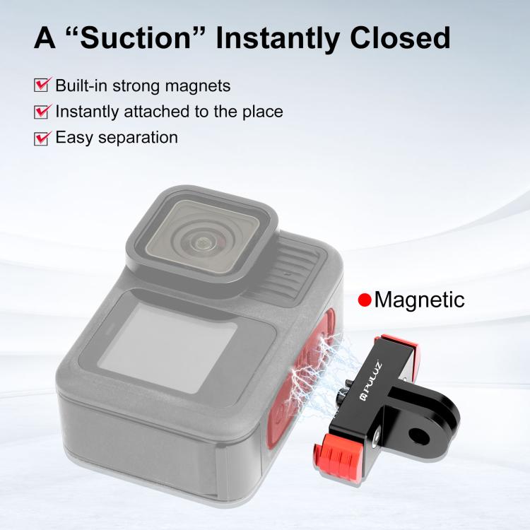 For GoPro HERO13 Black  PULUZ Magnetic Quick Release Base Mount (Black Red) - Connection Mount by PULUZ | Online Shopping UK | buy2fix