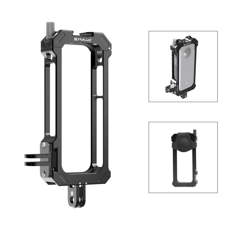 For Insta360 X3 PULUZ Metal Protective Cage Rig Housing Frame with Expand Cold Shoe Base & Tripod Adapter(Black) - Mount & Holder by PULUZ | Online Shopping UK | buy2fix