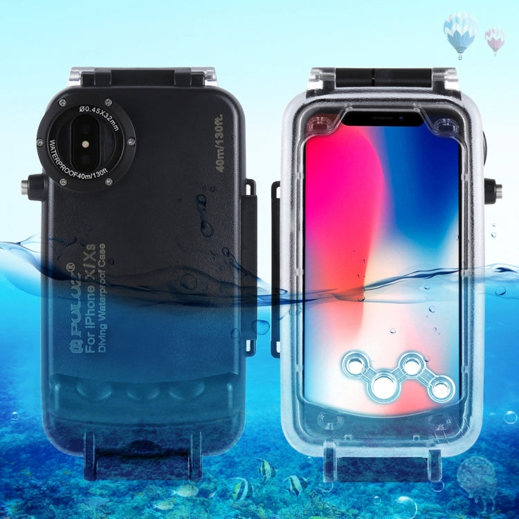 For iPhone X / XS PULUZ 40m/130ft Waterproof Diving Case, Photo Video Taking Underwater Housing Cover(Black) - More iPhone Cases by PULUZ | Online Shopping UK | buy2fix