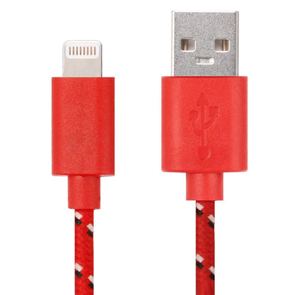 1m Nylon Netting Style USB 8 Pin Data Transfer Charging Cable for iPhone, iPad(Red) - Normal Style Cable by buy2fix | Online Shopping UK | buy2fix