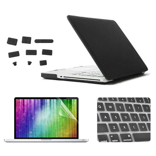 ENKAY for MacBook Pro 15.4 inch (US Version) / A1286 4 in 1 Frosted Hard Shell Plastic Protective Case with Screen Protector & Keyboard Guard & Anti-dust Plugs(Black) - MacBook Pro Cases by ENKAY | Online Shopping UK | buy2fix