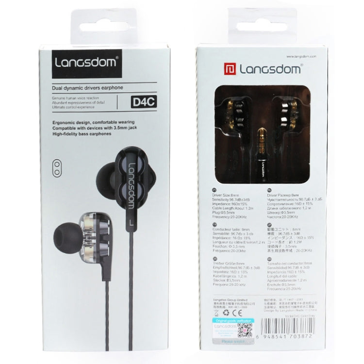 Langsdom Double Moving Coil with Wheat Headset(Black) - Normal Style Earphone by Langsdom | Online Shopping UK | buy2fix