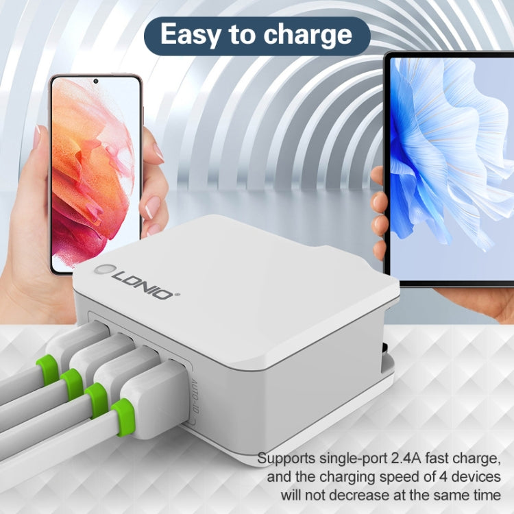 LDNIO A4403 4.4A 4 x USB Ports Smart Travel Charger, US Plug - USB Charger by LDNIO | Online Shopping UK | buy2fix