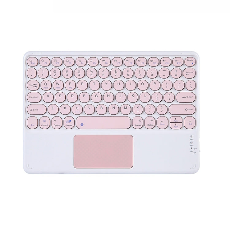 250C 10 inch Universal Tablet Round Keycap Wireless Bluetooth Keyboard with Touch Panel (Pink) - Universal Keyboard by buy2fix | Online Shopping UK | buy2fix