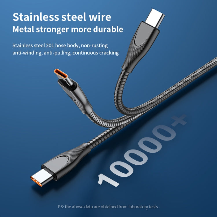 ADC-009 USB to USB-C / Type-C Zinc Alloy Hose Fast Charging Data Cable, Cable Length: 1m (Silver) - USB-C & Type-C Cable by buy2fix | Online Shopping UK | buy2fix