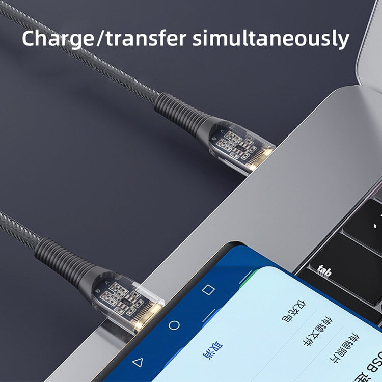 Mutural Li-CC011 1.2m 66W Transparent USB to Type-C Charging Data Cable - USB-C & Type-C Cable by Mutural | Online Shopping UK | buy2fix