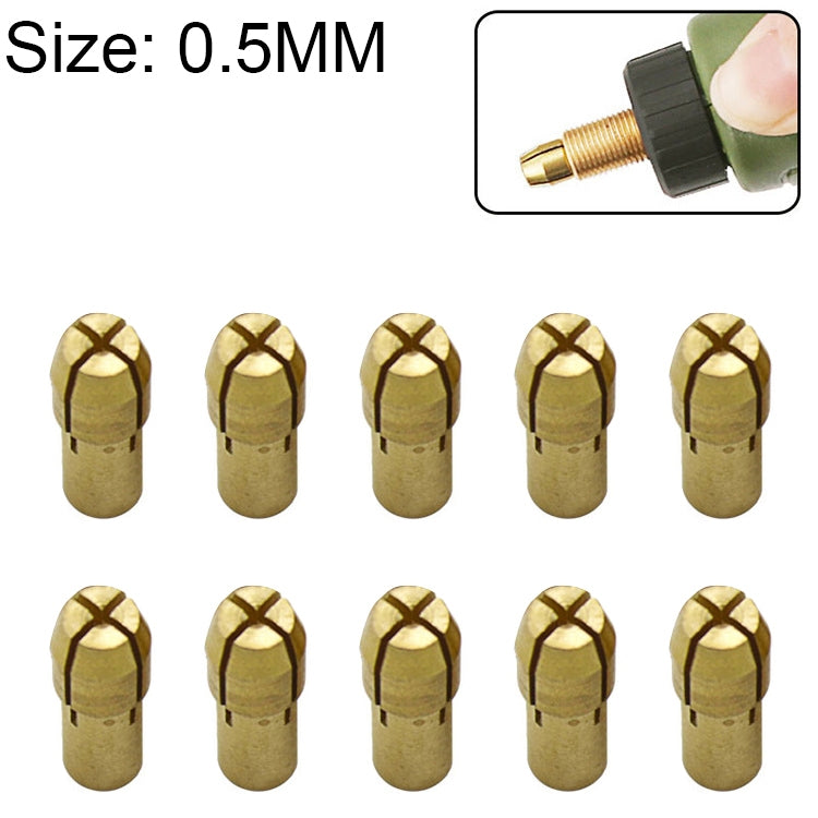 10 PCS Three-claw Copper Clamp Nut for Electric Mill Fittings，Bore diameter: 0.5mm - Hex Key & Spanner by buy2fix | Online Shopping UK | buy2fix