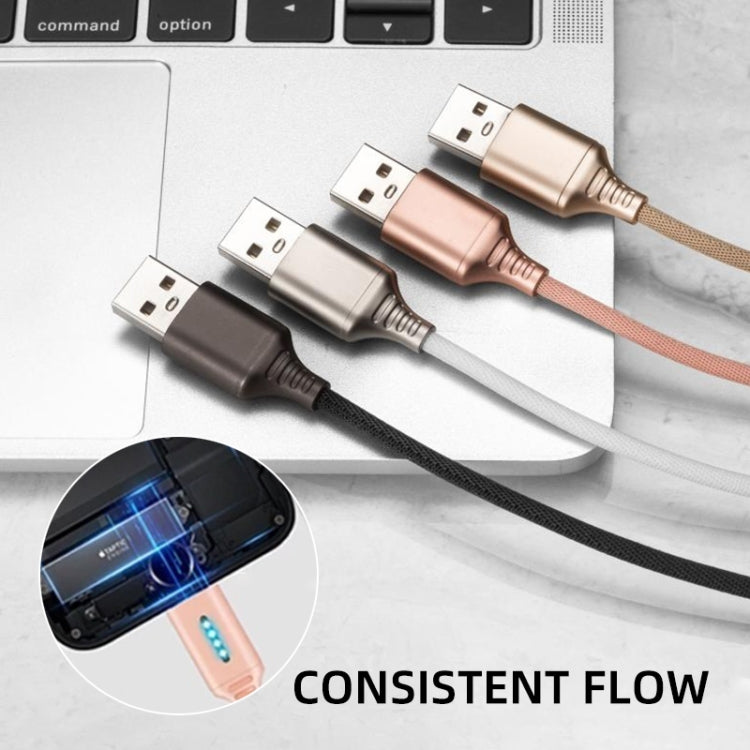 8 Pin Interface Zinc Alloy Marquee Luminous Intelligent Automatic Power off Charging Data Cable(rose gold) - Normal Style Cable by buy2fix | Online Shopping UK | buy2fix