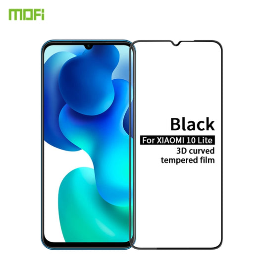 For Xiaomi Mi 10 Lite MOFI 9H 3D Explosion-proof Curved Screen Tempered Glass Film(Black) -  by MOFI | Online Shopping UK | buy2fix