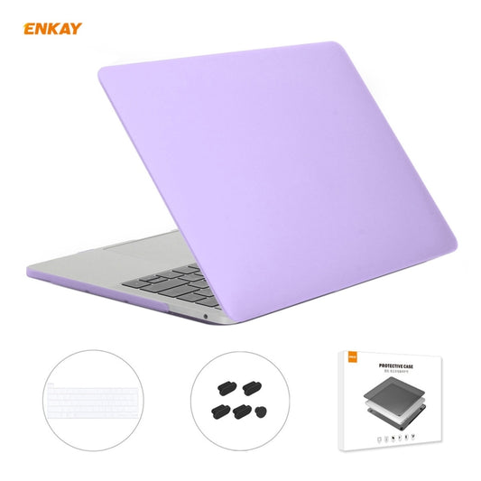 ENKAY 3 in 1 Matte Laptop Protective Case + EU Version TPU Keyboard Film + Anti-dust Plugs Set for MacBook Pro 13.3 inch A2251 & A2289 & A2338 (with Touch Bar)(Purple) - MacBook Pro Cases by ENKAY | Online Shopping UK | buy2fix