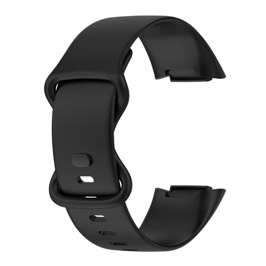 For Fitbit Charge 5 Monochromatic Silicone Watch Band, Size: Small Size(Black) - Watch Bands by buy2fix | Online Shopping UK | buy2fix