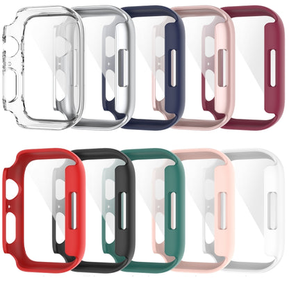 Shockproof PC Protective Case with Tempered Glass Film For Apple Watch Series 9 / 8 / 7 41mm(Silver) - Watch Cases by buy2fix | Online Shopping UK | buy2fix