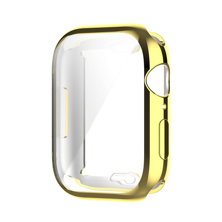 Shockproof TPU Full Protective Shell with Protective Film For Apple Watch Series 9 / 8 / 7 45mm(Gold) - Watch Cases by buy2fix | Online Shopping UK | buy2fix