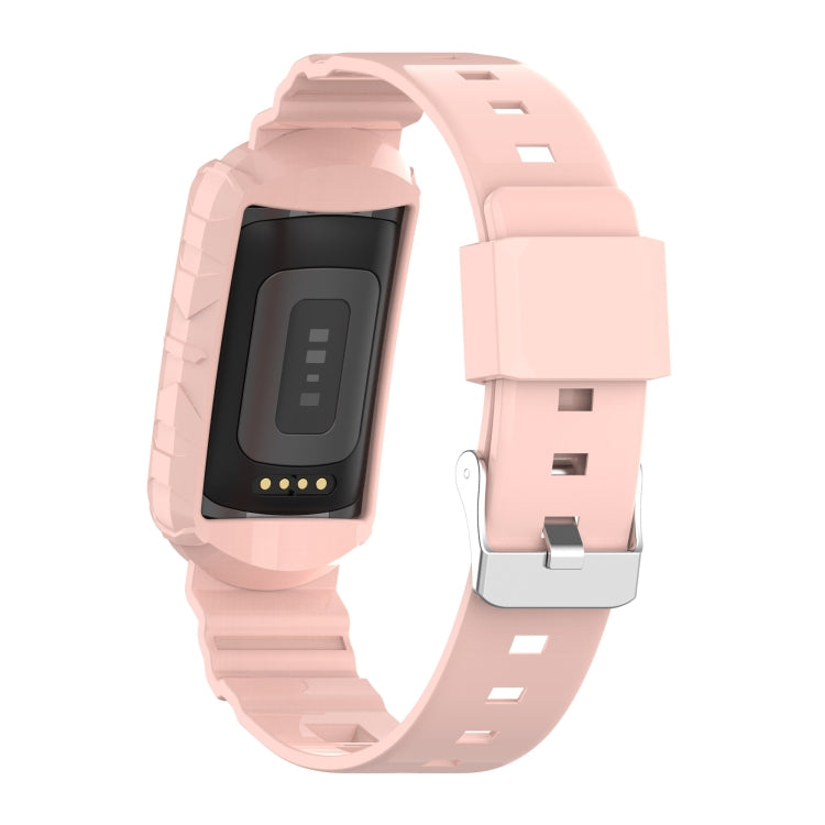 For Fitbit Charge 5 Silicone One Body Armor Watch Band(Pink) - Watch Bands by buy2fix | Online Shopping UK | buy2fix