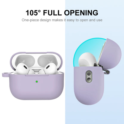 For Apple AirPods Pro 2 2022 ENKAY Thickened Silicone Protective Case with Keychain(Lavender Purple) - For AirPods Pro 2 by ENKAY | Online Shopping UK | buy2fix