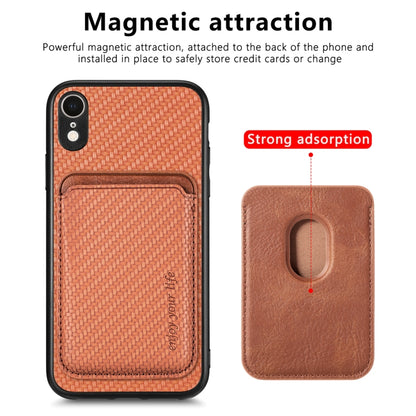 For iPhone  XR Carbon Fiber Leather Card Magsafe Magnetic Phone Case(Brown) - More iPhone Cases by buy2fix | Online Shopping UK | buy2fix