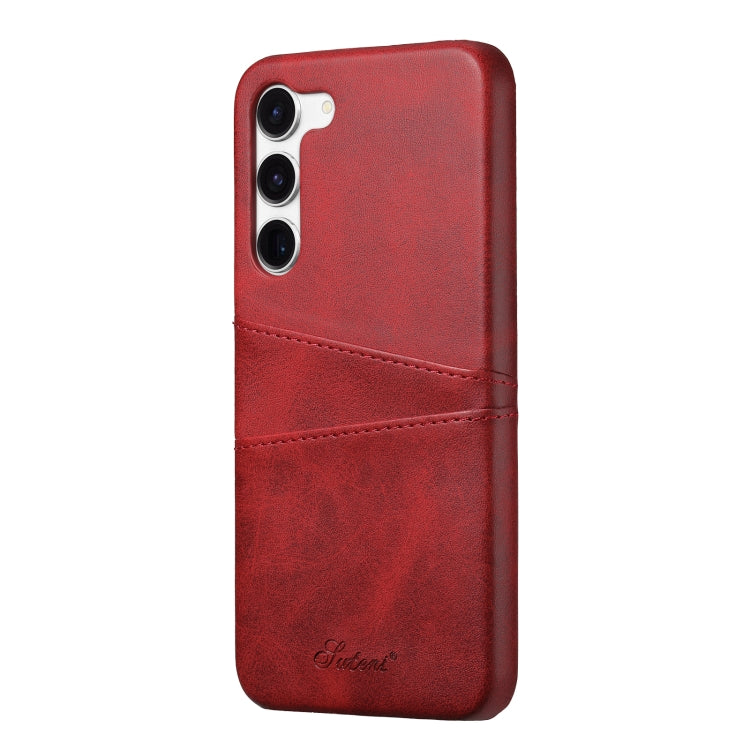 For Samsung Galaxy S24+ 5G teni Calf Texture Back Cover Phone Case with Card Slots(Red) - Galaxy S24+ 5G Cases by Suteni | Online Shopping UK | buy2fix