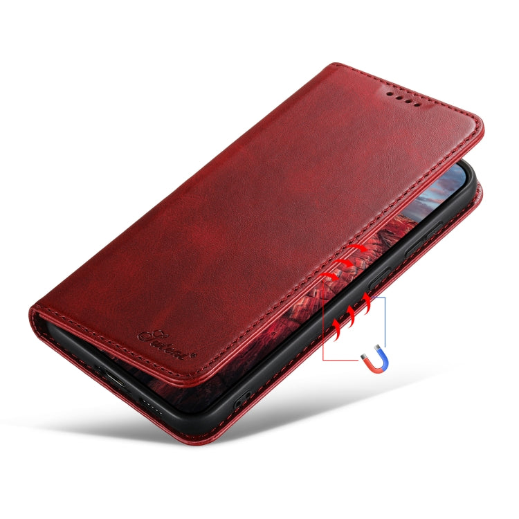 For Samsung Galaxy S24+ 5G Suteni Calf Texture Horizontal Flip Leather Phone Case(Red) - Galaxy S24+ 5G Cases by Suteni | Online Shopping UK | buy2fix