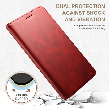 For Samsung Galaxy S24 Ultra 5G Suteni Calf Texture Horizontal Flip Leather Phone Case(Red) - Galaxy S24 Ultra 5G Cases by Suteni | Online Shopping UK | buy2fix