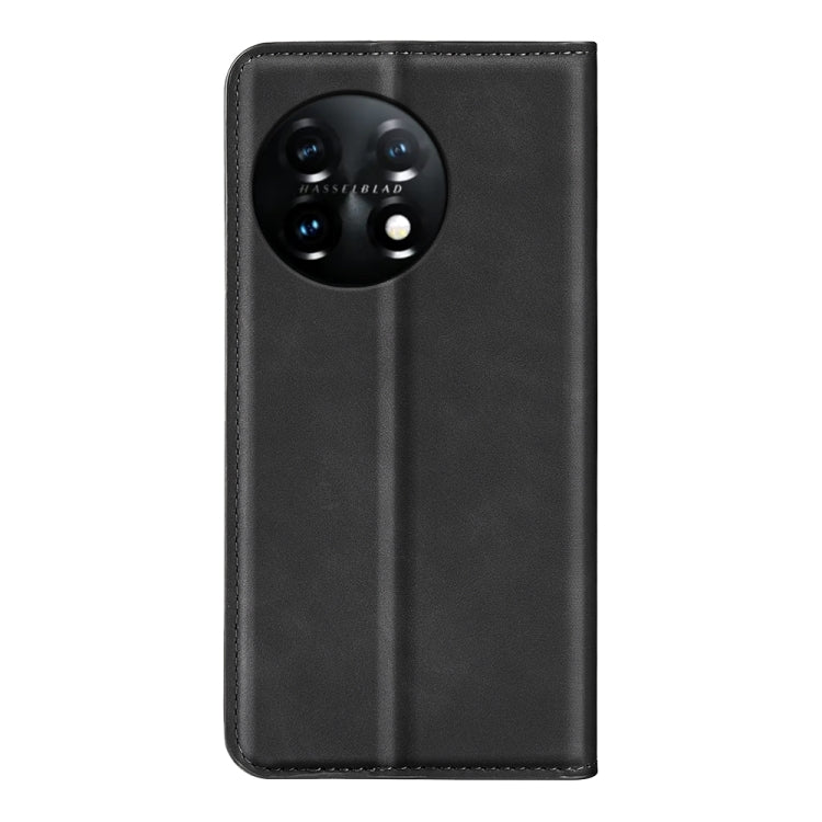 For OnePlus 11  Retro-skin Magnetic Suction Leather Phone Case(Black) - OnePlus Cases by buy2fix | Online Shopping UK | buy2fix