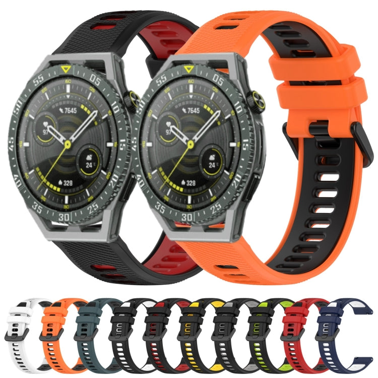 For Honor Watch GS 3i 22mm Sports Two-Color Silicone Watch Band(Black+White) - Watch Bands by buy2fix | Online Shopping UK | buy2fix