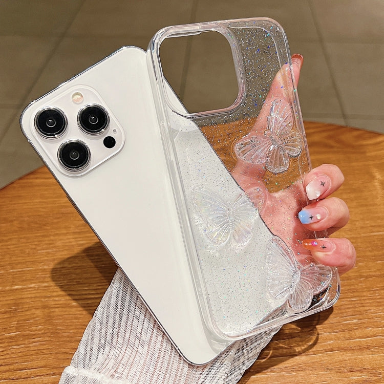 For iPhone 16 Clear Crystal Butterflies TPU Phone Case(Transparent) - iPhone 16 Cases by buy2fix | Online Shopping UK | buy2fix