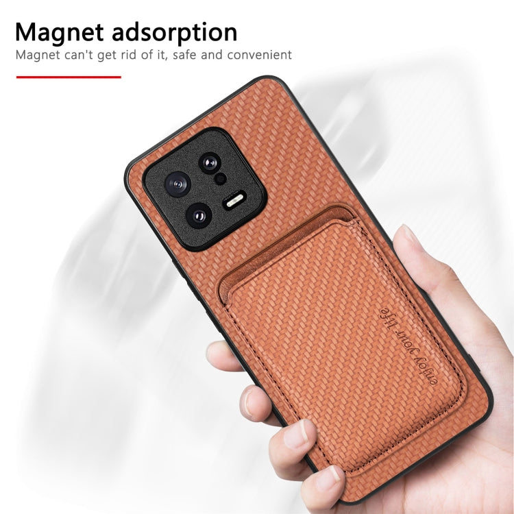 For Xiaomi Redmi Note 13 Pro 4G Carbon Fiber Leather Card Magnetic Phone Case(Black) - Note 13 Pro Cases by buy2fix | Online Shopping UK | buy2fix