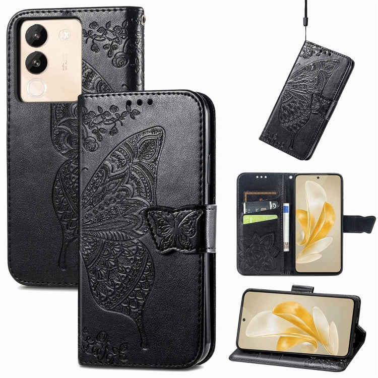 For vivo X100 Pro Butterfly Love Flower Embossed Leather Phone Case(Black) - X100 Pro Cases by imak | Online Shopping UK | buy2fix