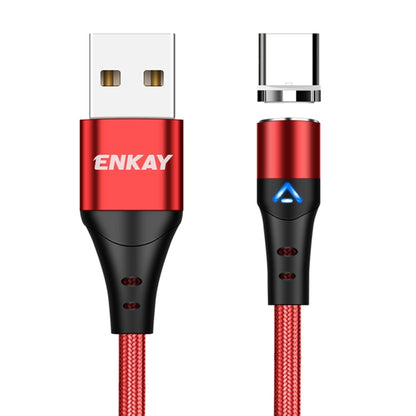 ENKAY 3A USB to Type-C Magnetic Fast Charging Data Cable with LED Light, Length:2m(Red) - Charging Cable & Head by ENKAY | Online Shopping UK | buy2fix
