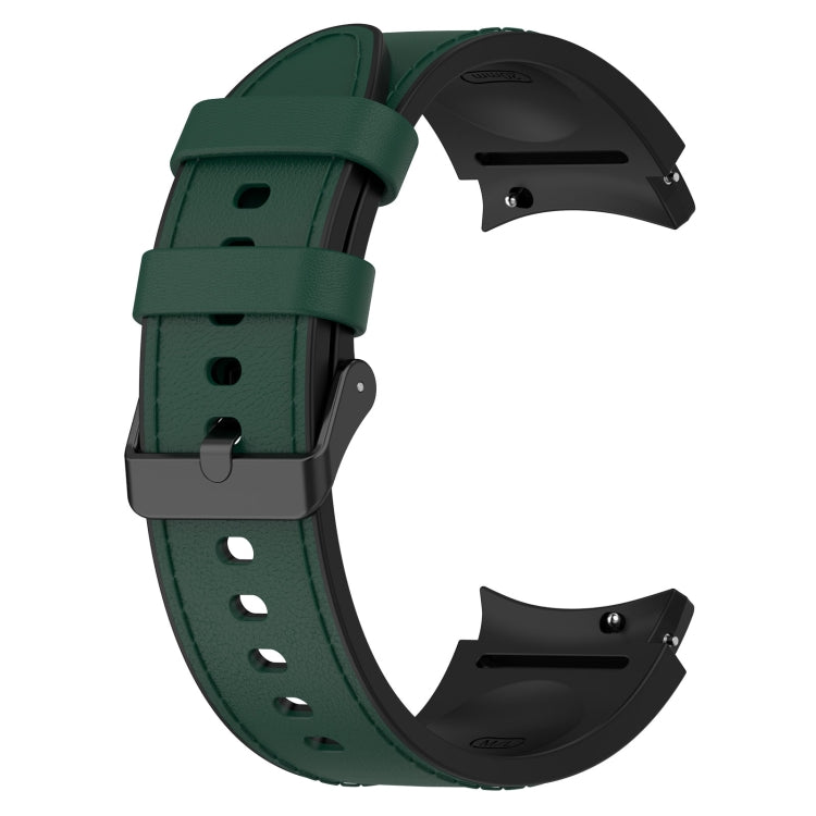 For Samsung Galaxy Watch 6 Classic Silicone Leather Black Buckle Watch Band(Olive Green) - Watch Bands by buy2fix | Online Shopping UK | buy2fix