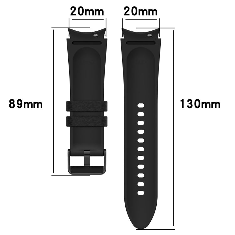 For Samsung Galaxy Watch 6 Classic Silicone Leather Black Buckle Watch Band(White) - Watch Bands by buy2fix | Online Shopping UK | buy2fix