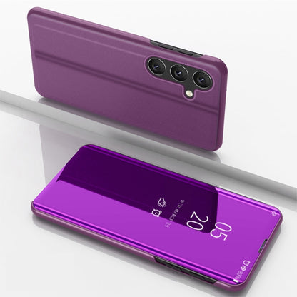 For Samsung Galaxy A55 Plated Mirror Horizontal Flip Leather Phone Case with Holder(Purple) - Galaxy Phone Cases by buy2fix | Online Shopping UK | buy2fix