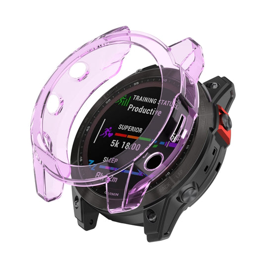For Garmin Fenix 7S Pro Half-Package TPU Watch Protective Case(Transparent Purple) - Watch Cases by buy2fix | Online Shopping UK | buy2fix