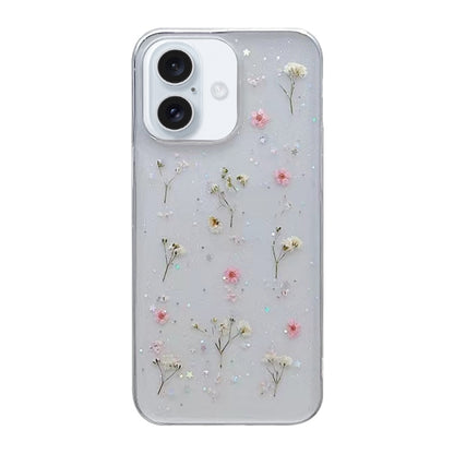 For iPhone 16 Gypsophila Flowers Pattern TPU Protective Phone Case(Pink) - iPhone 16 Cases by buy2fix | Online Shopping UK | buy2fix