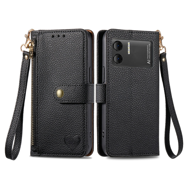 For DOOGEE X98 Pro / X98 Love Zipper Lanyard Leather Phone Case(Black) - Doogee Cases by buy2fix | Online Shopping UK | buy2fix