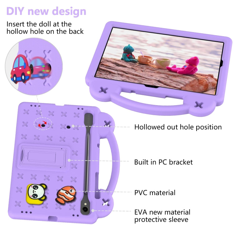 For Samsung Galaxy Tab S7 T870 Handle Kickstand Children EVA Shockproof Tablet Case(Light Purple) - Galaxy Tab S7 by buy2fix | Online Shopping UK | buy2fix