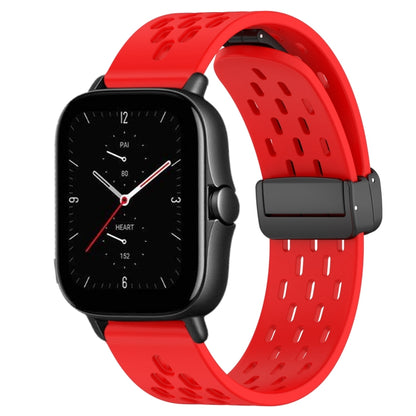 For Amazfit GTS 2E 20mm Folding Magnetic Clasp Silicone Watch Band(Red) - Watch Bands by buy2fix | Online Shopping UK | buy2fix