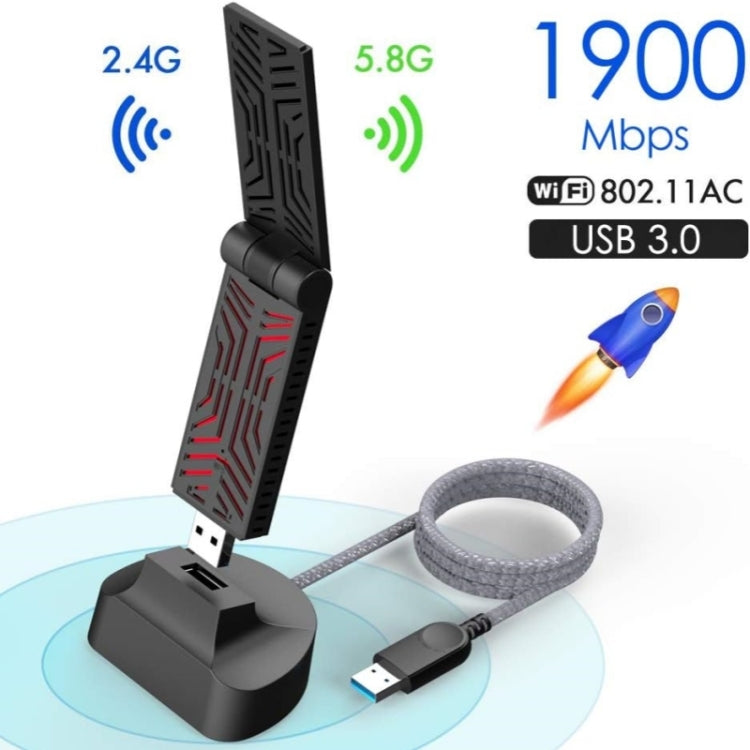 WAVLINK WN690A5D For PC AC1900M USB 3.0 Network Card 2.4GHz 5GHz Dual Band Wireless Adapter - USB Network Adapter by WAVLINK | Online Shopping UK | buy2fix