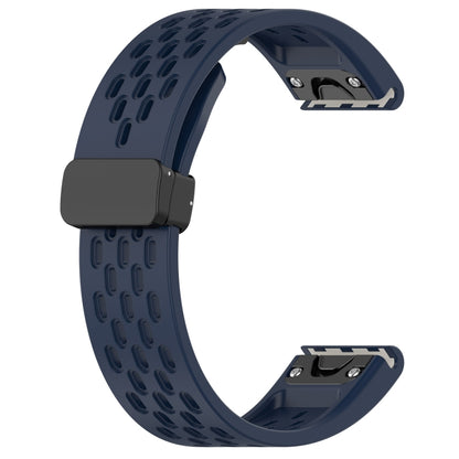 For Garmin Fenix 6S Pro 20mm Folding Buckle Hole Silicone Watch Band(Midnight Blue) - Watch Bands by buy2fix | Online Shopping UK | buy2fix